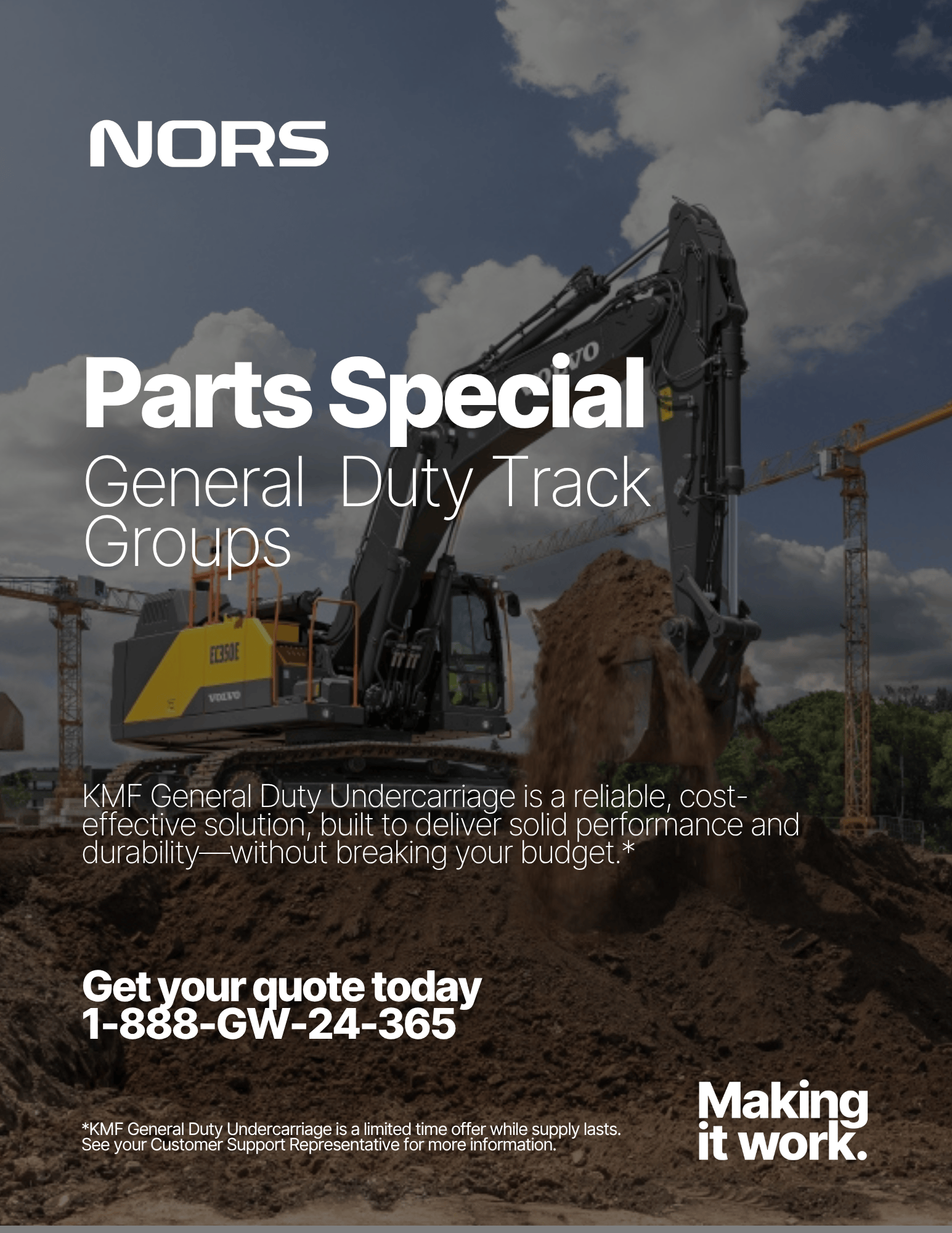 promotional flyer for KMF branded General Duty Undercarriage parts